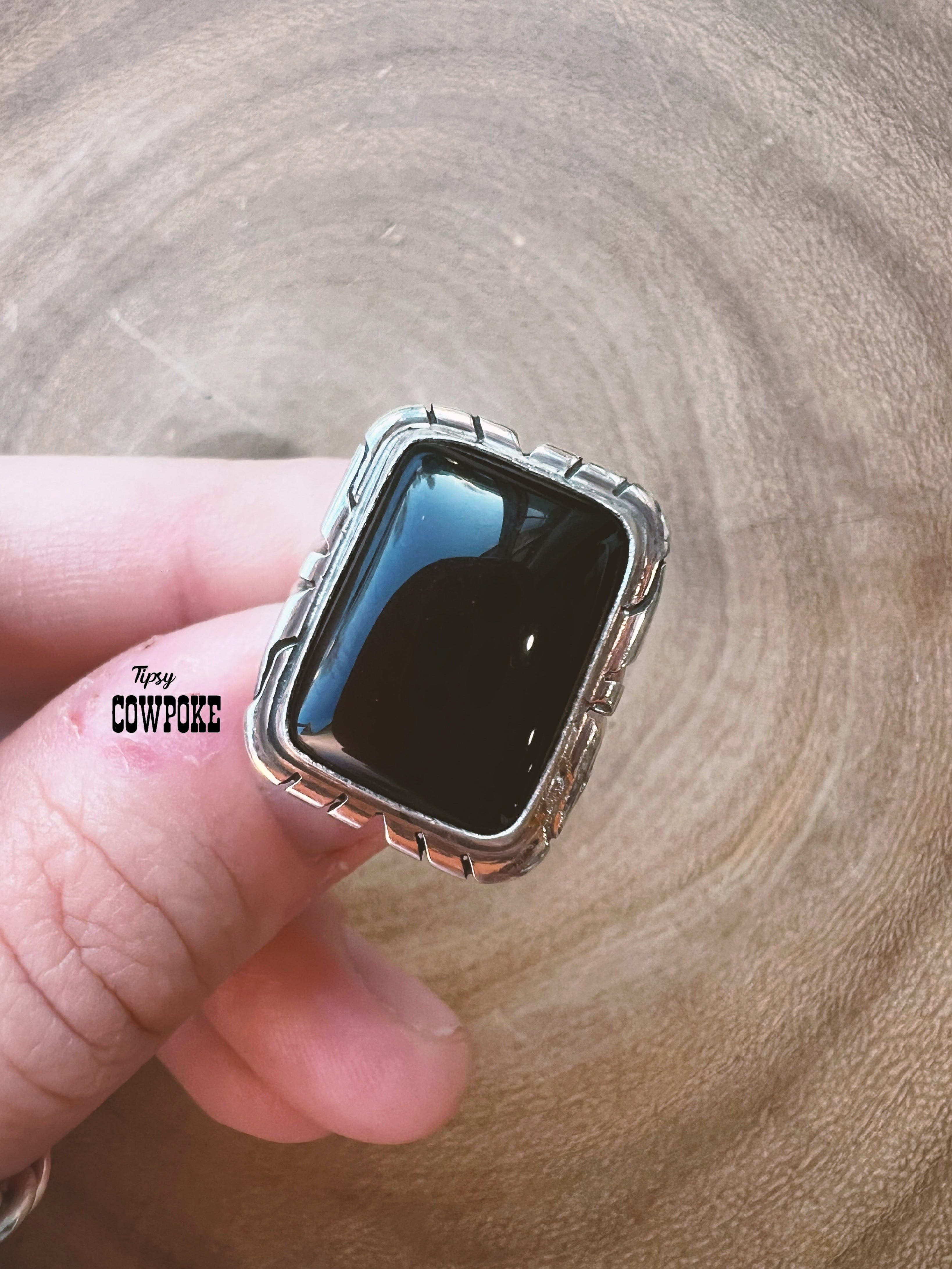 Black Onyx Rectangle Size 6&6.5 Ring