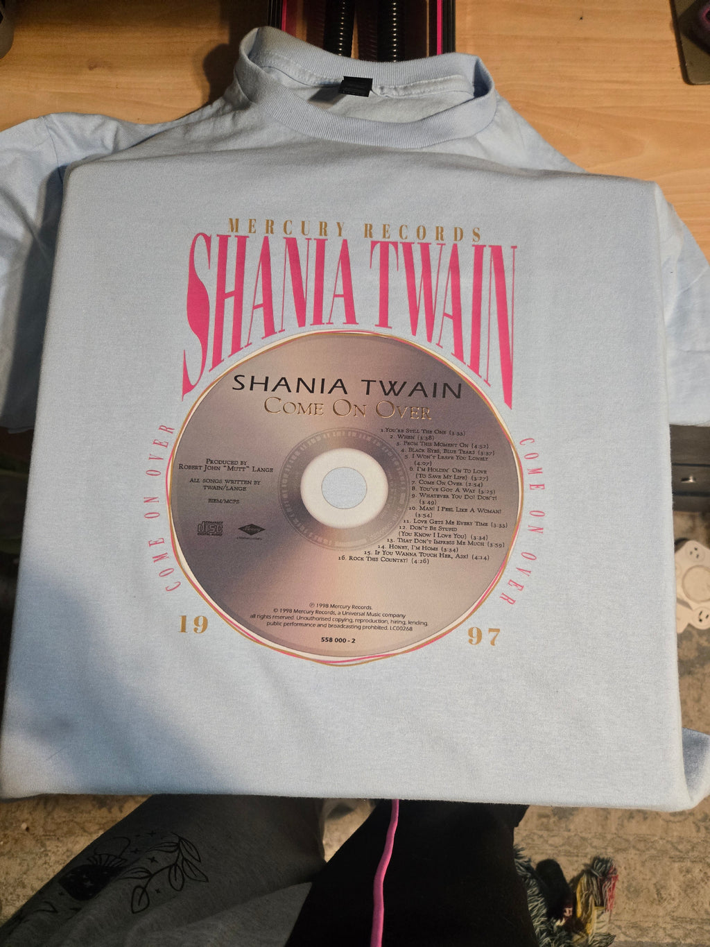 Shania Twain W/ Pocket Print Size Large Pre Made On Sky Blue