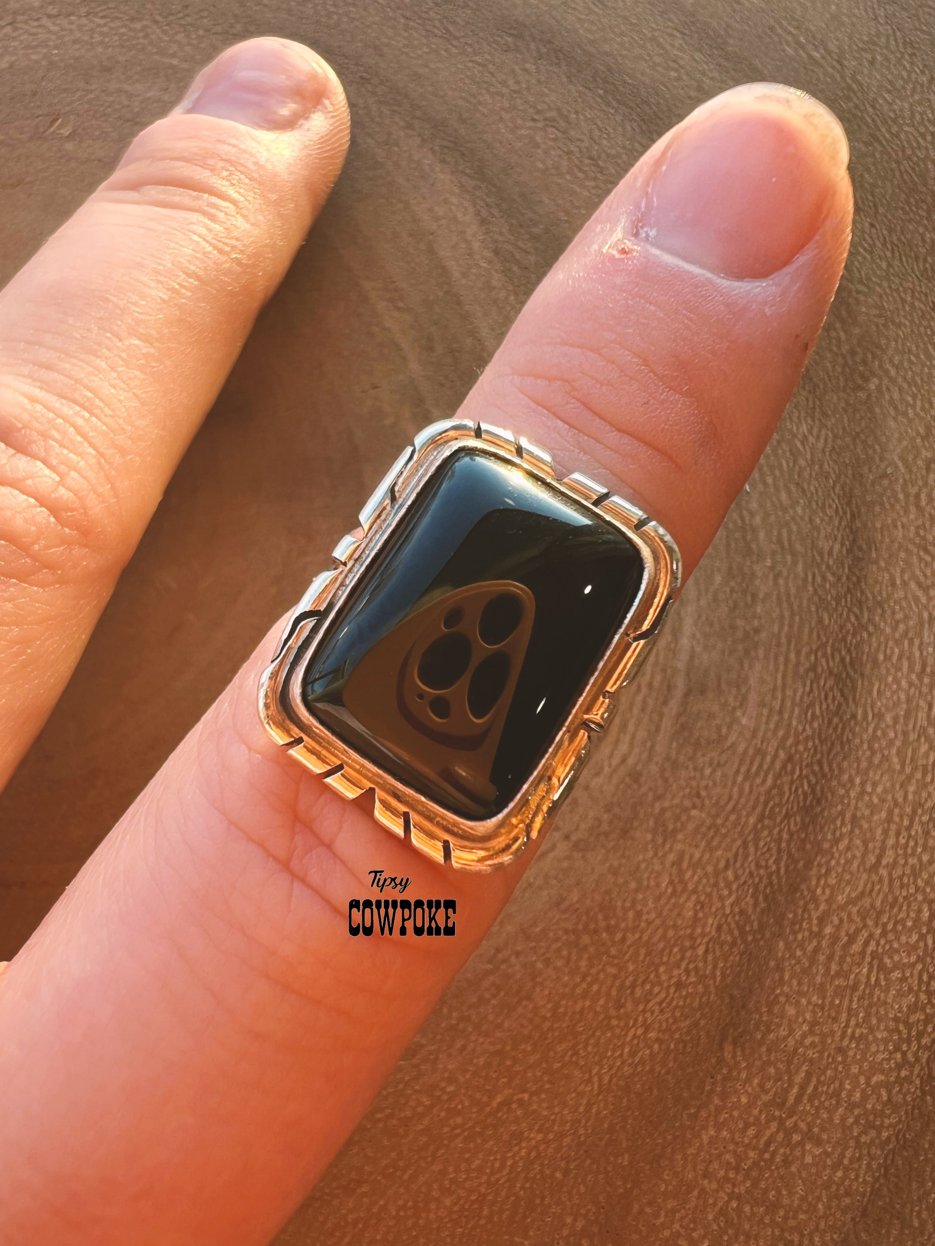 Black Onyx Rectangle Size 6&6.5 Ring