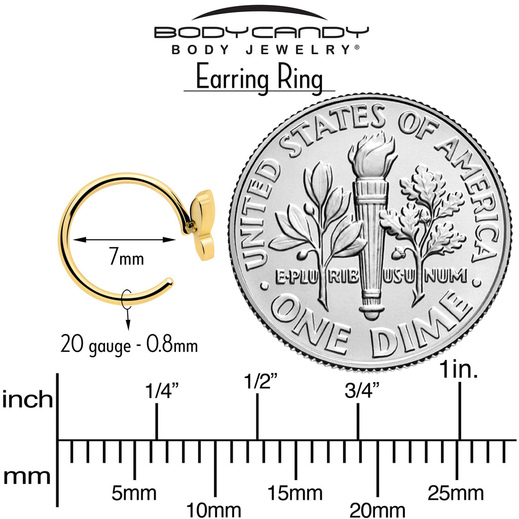 20G Gold Tone Implant Grade Titanium Butterfly Open Hoop Earring Set