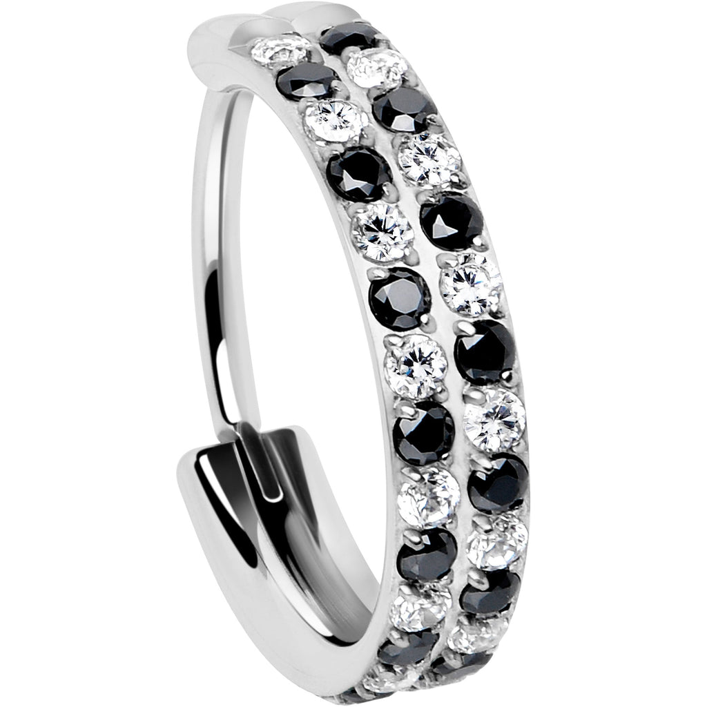 20G CZ Double Row Checkerboard Implant Grade Titanium Nose Hoop