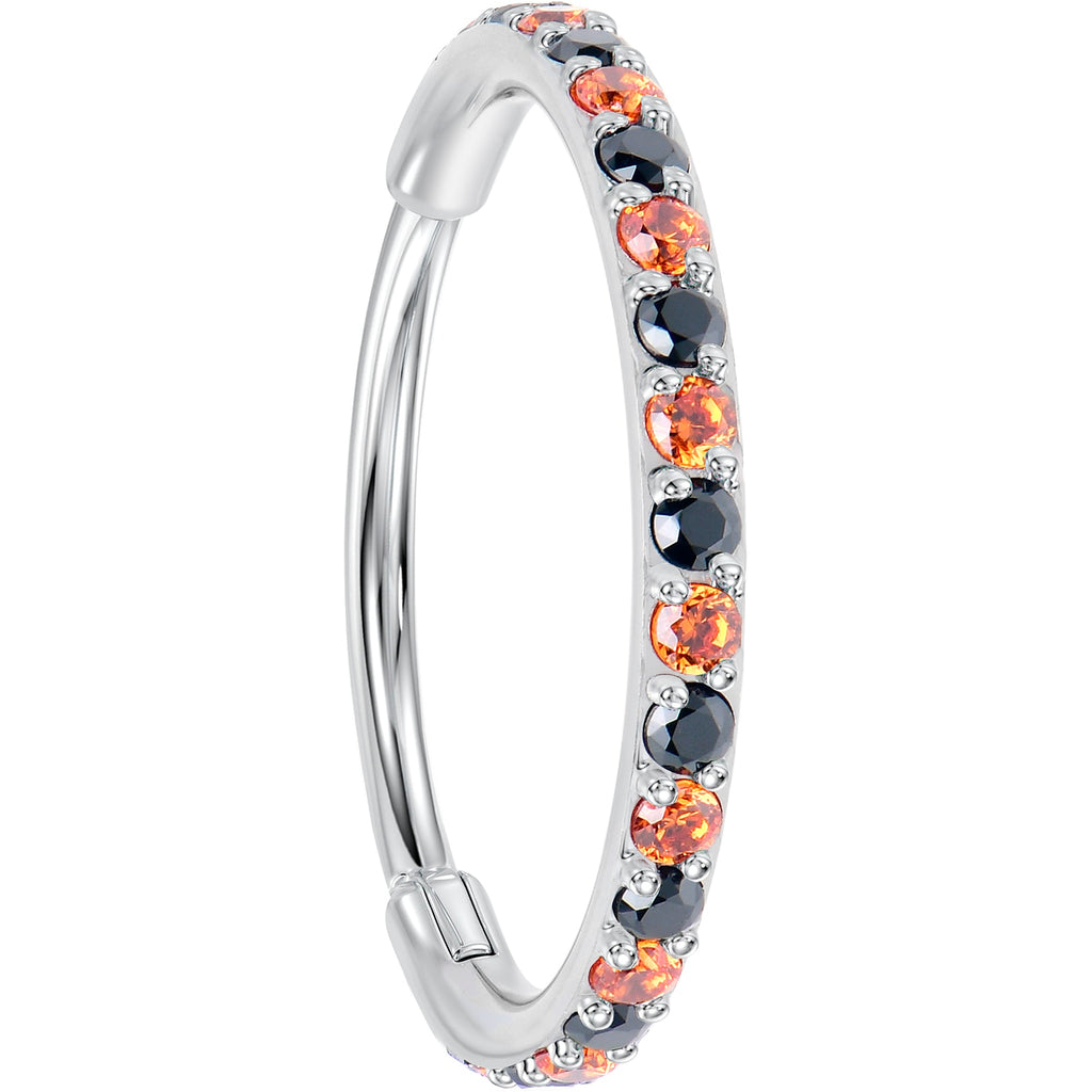 20G Micro Gem Titanium Hinged Nose Hoop - Black Orange Nose Ring