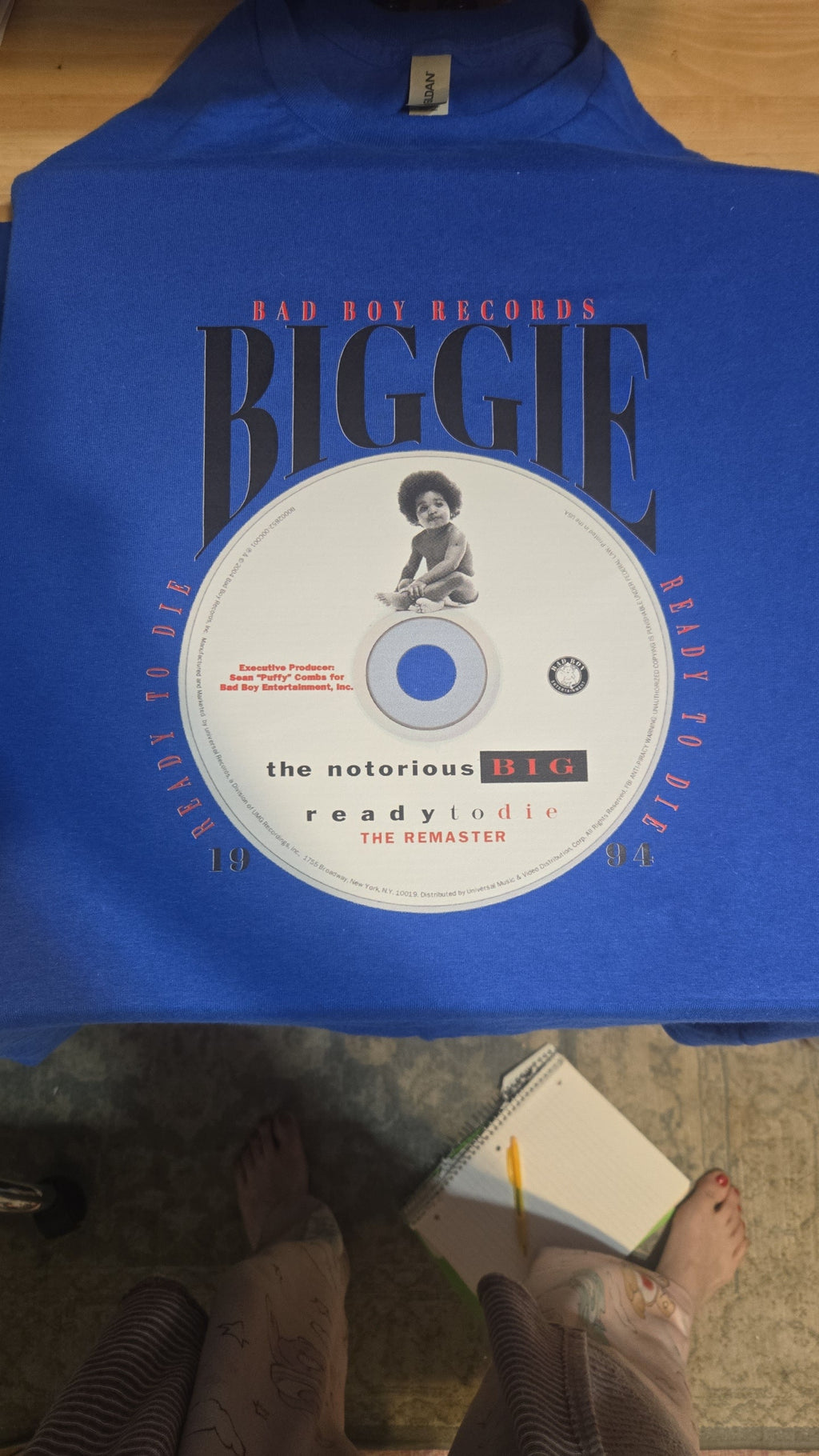 Biggie Smalls Pre Made 2XLarge Blue T shirt