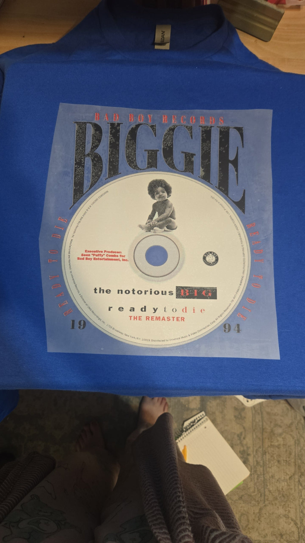 Biggie Smalls Pre Made 2XLarge Blue T shirt