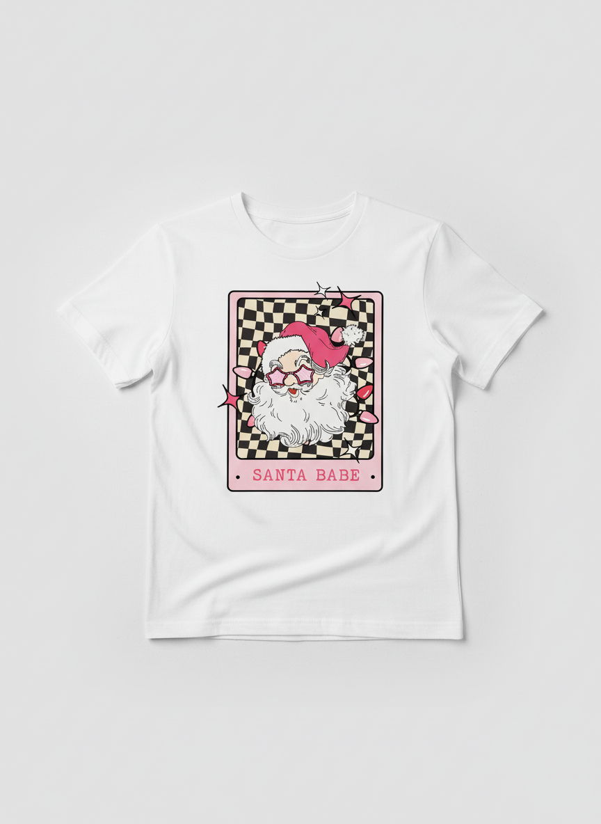 Santa Babe Pink Dtf Vinyl - Tshirt