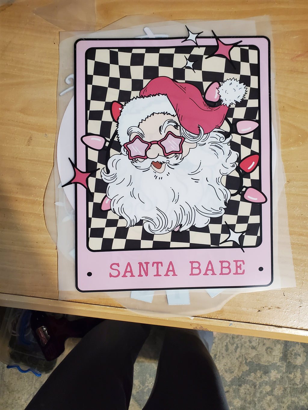 Santa Babe Pink Dtf Vinyl - Tshirt
