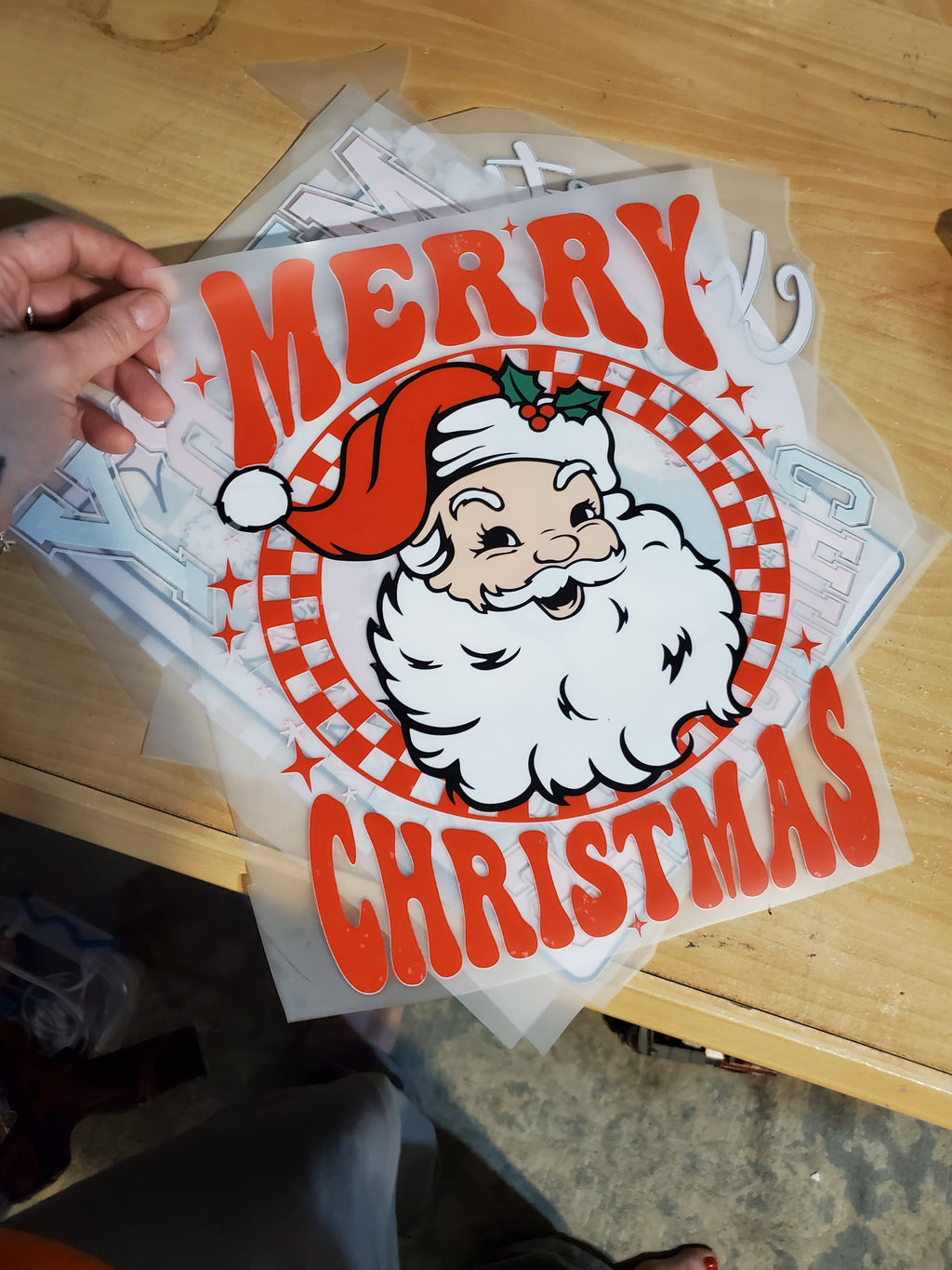 Classic Santa Red Checkered Dtf vinyl print - Tshirt