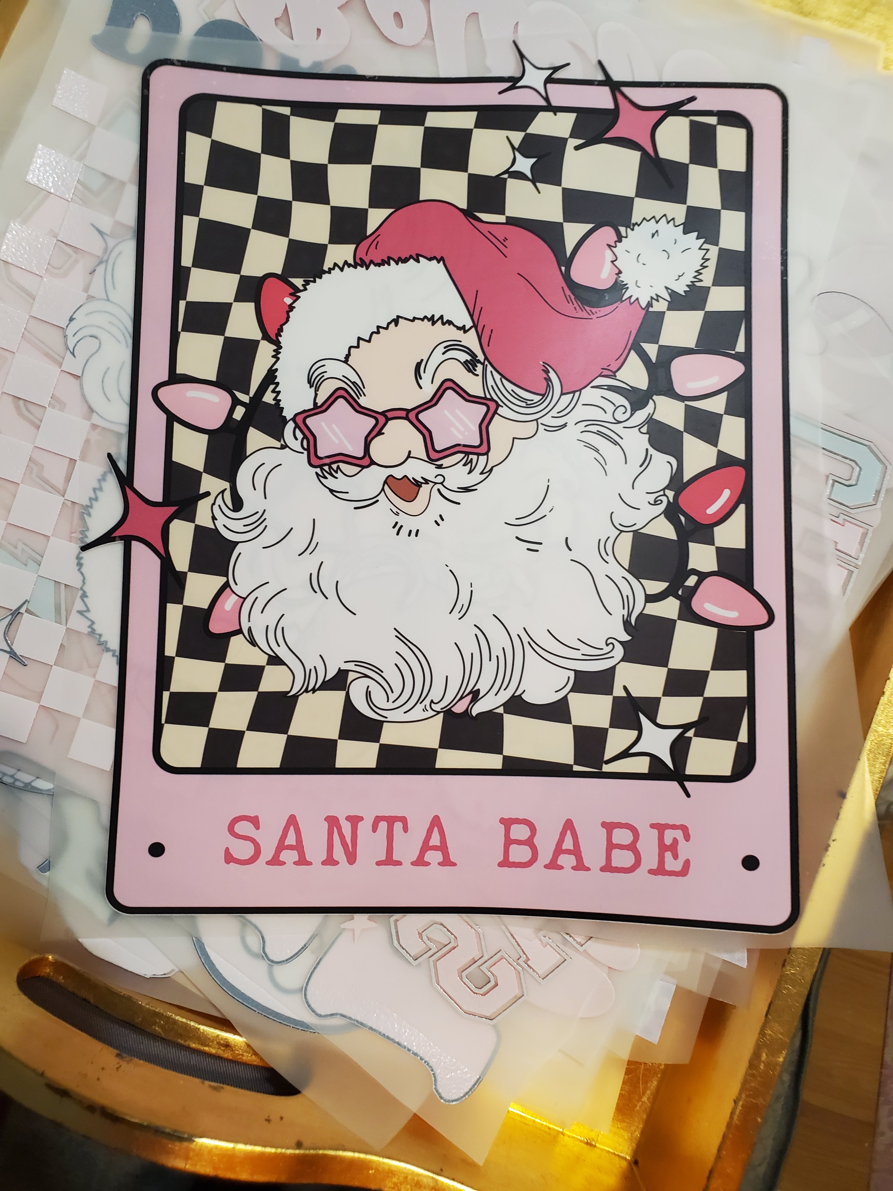 Santa Babe Pink Dtf Vinyl - Tshirt