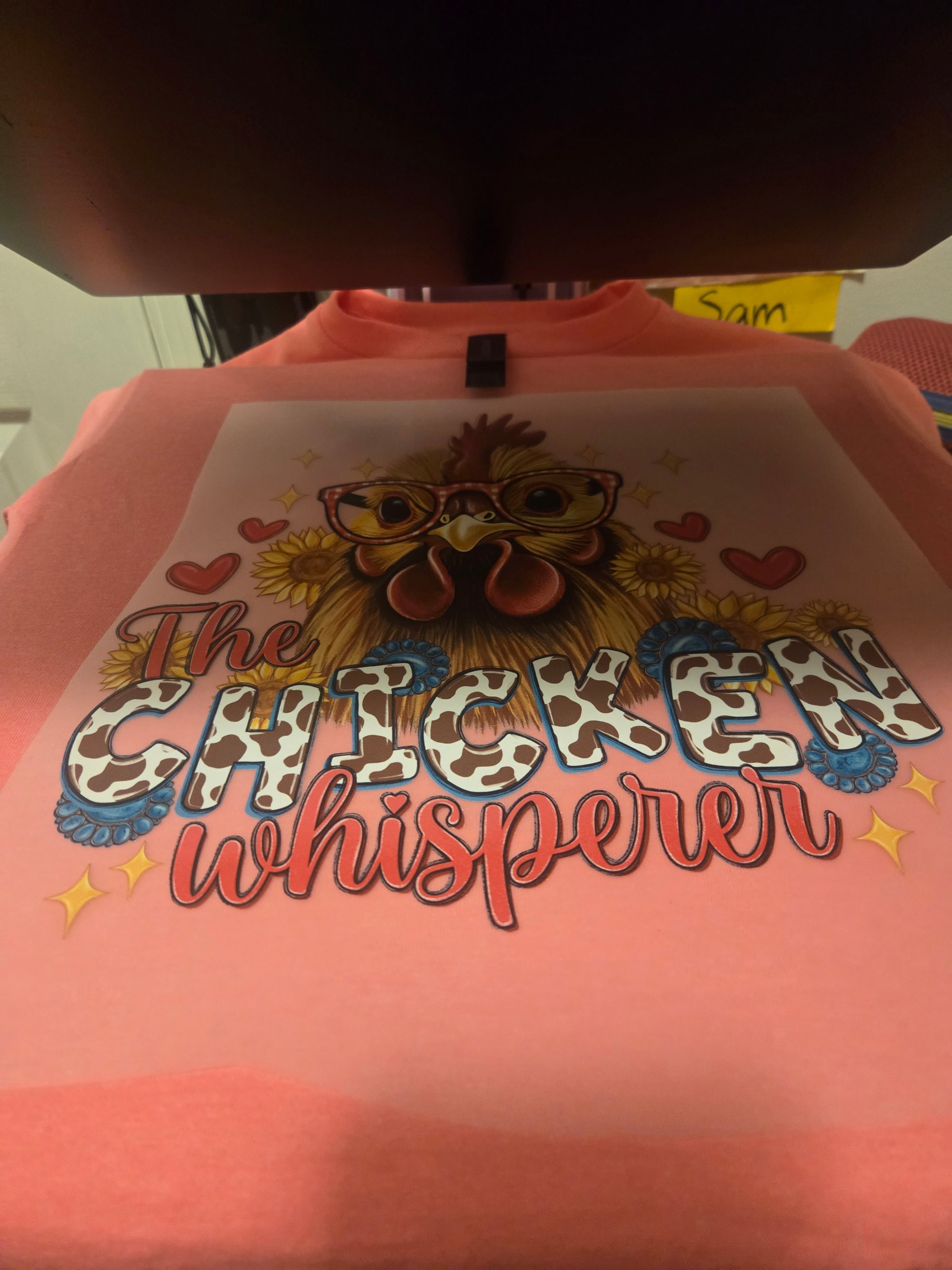 Chicken Whisperer Dtf Direct to film vinyl Print for Apparel