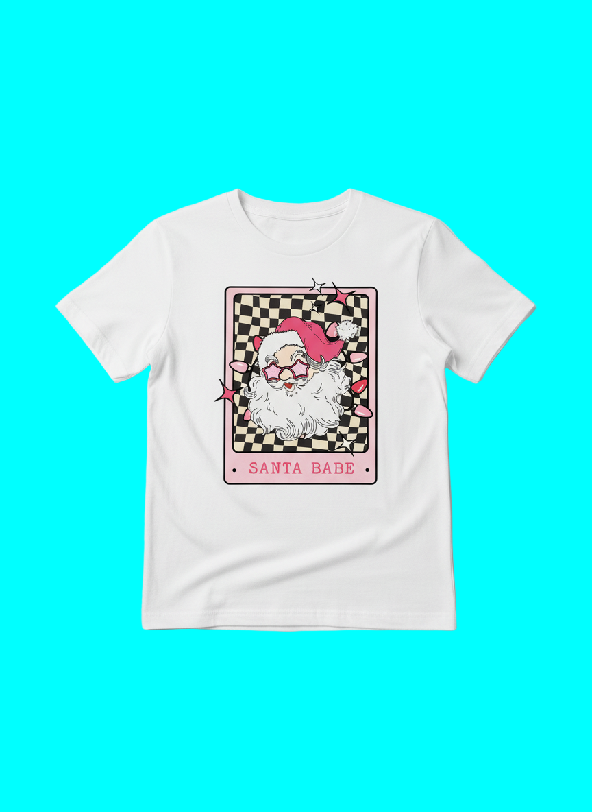 Santa Babe Pink Dtf Vinyl - Tshirt